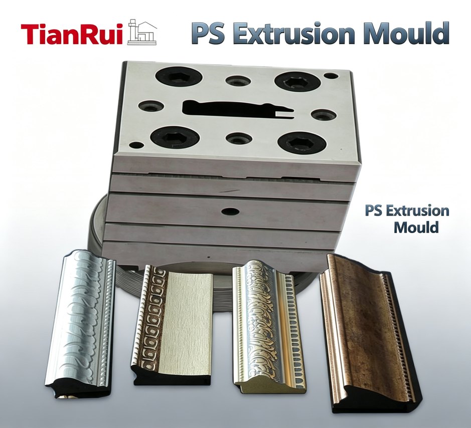 PS foam photo frame extrusion mould with finished frame profiles, from the factory's Alibaba store